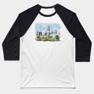 Dallas Texas USA Unique Watercolor Travel Souvenir Fine Art Painting Baseball T-Shirt